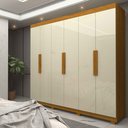 Ver imagem 1 de Guarda Roupa Roupeiro Casal 6 Portas 2 Gavetas Império Naturale com Offwhite - Rede Móveis
