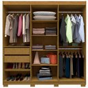 Ver imagem 3 de Guarda Roupa Roupeiro Casal 6 Portas 2 Gavetas Império Naturale com Offwhite - Rede Móveis