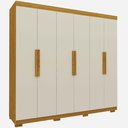 Ver imagem 2 de Guarda Roupa Roupeiro Casal 6 Portas 2 Gavetas Império Naturale com Offwhite - Rede Móveis
