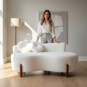 Ver imagem 2 de Namoradeira Sofá Feijão Lounge 120cm Orgânica Bouclé Marfim