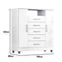 Ver imagem 4 de Comoda 5 Gavetas 2 Portas Branco Isabele
