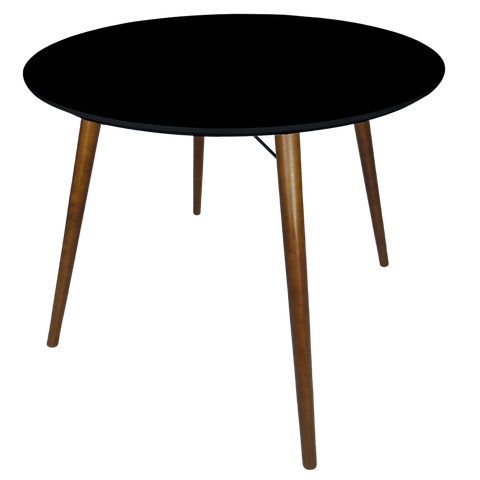 Mesa Jantar Redonda 90cm Preto MDF Pé Palito + Suporte V