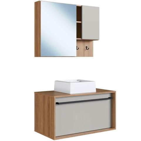 Kit Gabinete com Cuba e Espelheira 80cm Mel Arenas Proddy Mel Arenas
