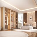 Ver mais imagens de Guarda Roupa Curvo 228cm 4 Portas Bellagio Cinamomo/Off White