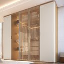 Ver imagem 1 de Guarda Roupa Curvo 228cm 4 Portas Bellagio Cinamomo/Off White