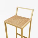Ver imagem 4 de Jogo Mesa Alta Bistrô Redonda Vidro 4 Banquetas Pinus Confort Industrial Dourado Don Castro Decor In