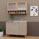 Ver imagem 1 de Cozinha Compacta 100 Mdf 2 Peças sem Tampo e Vidro Canelado 120cm Duna Luciane Móveis