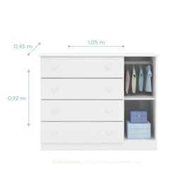 Cômoda Infantil com 4 Gavetas - Branco - 4