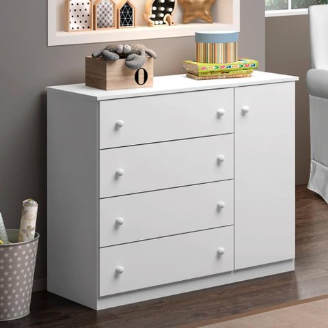 Cômoda Infantil com 4 Gavetas - Branco