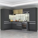 Ver imagem 1 de Armário de Cozinha Completa de Canto com Rodapé Veneza Multimóveis MP2090.898 Preto/Branco