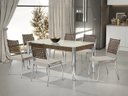 Ver imagem 1 de Conjunto Sala de Jantar Mesa Natani 160x90cm com 6 Cadeiras Natani Junco Yescasa Bege/Cromado