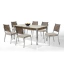 Ver imagem 2 de Conjunto Sala de Jantar Mesa Natani 160x90cm com 6 Cadeiras Natani Junco Yescasa Bege/Cromado
