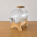 Ver imagem 2 de Barril Dispenser de Bebidas 3 Litros em Vidro com Torneira e Suporte de Madeira