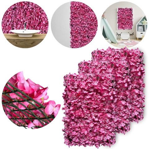 3 Painéis com Flores Artificiais 60x40 para Festa, Casamento e Decoração de Ambientes