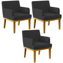 Ver imagem 1 de Kit 3 Poltronas Decorativas Sala De Estar E Recepção Beatriz W01 Bouclê Preto - Lyam Decor