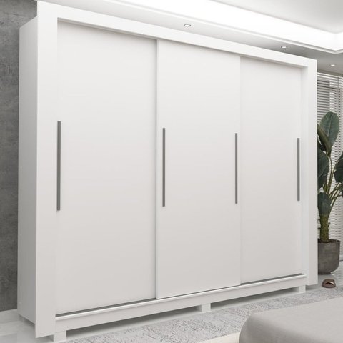 Guarda-Roupa Casal 3 Portas com 2 Gavetas com Pés 100% MDF Roma Yescasa