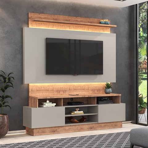 Rack com Painel para TV até 65 Polegadas 180CMX195CM 2 Gavetas BP107010 Cinza