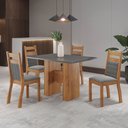 Ver imagem 1 de Mesa de Jantar 4 Lugares Blanc Mel/cinza/grafite - Viero Móveis