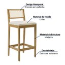 Ver imagem 6 de Banqueta Cozinha Encosto Palhinha Médio Madeira Claro:Linho Cru