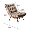 Ver imagem 2 de Poltrona Costela Decorativa em Veludo Capuccino 250 Bella Decor