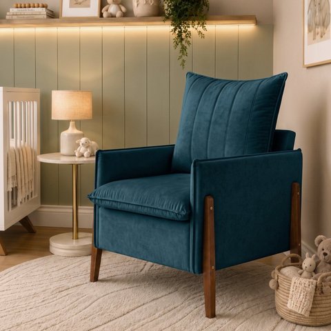 Poltrona de Amamentação Decorativa para Quarto de Bebê Pés Madeira Maciça Ternura