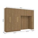 Ver mais imagens de Quarto Modulado Adapt 9 Portas 2 Gavetas MDP 349cm Nogueira