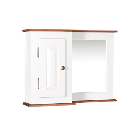Armário de Banheiro com Espelho 1 Porta e Prateleira Dália 3059-80 - Branco/imbuia Glazer