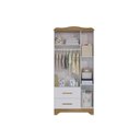 Ver imagem 3 de Guarda Roupa Bebê C/ 3 Portas (2 Cristal) e 2 Gavetas Lisi Branco/amendoa - Peroba