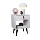 Ver imagem 3 de Mesa de Cabeceira Mesinha para Quarto 1 Gaveta Puxador em Couro Ravenna - Branco