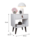 Ver imagem 4 de Mesa de Cabeceira Mesinha para Quarto 1 Gaveta Puxador em Couro Ravenna - Branco