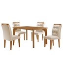 Ver imagem 2 de Mesa Liz 120 MDF com 4 Cadeiras Carol Veludo Creme/Naturalle/Naturalle