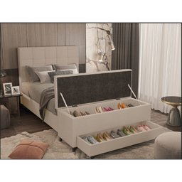 Puff Baú Sapateira Solteiro 88x50x48cm Móveis Digital - 1 Puff Baú Sapateira Solteiro 88x50x48cm Móveis Digital - 1