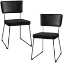 Ver imagem 1 de Kit 02 Cadeiras Decorativas Sala Jantar Allana L02 Couríssimo Preto Linho Chumbo - Lyam Decor