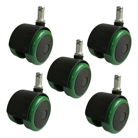 Kit C/05 Rodizio Semi Silicone Pu 55mm Verde/pr