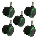 Ver imagem 1 de Kit C/05 Rodizio Semi Silicone Pu 55mm Verde/pr