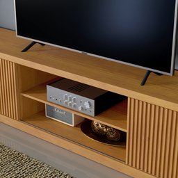 Rack para TV até 85 Polegadas 100% MDF Ripado 2 Portas Valência - 10