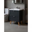 Ver imagem 6 de Gabinete para Banheiro com Cuba e Espelho Organico 60cm Retro Mdf Grafite Milano - On Móveis