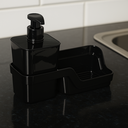 Ver imagem 2 de Conjunto Dispenser Pump Porta Detergente C/ Bandeja para Esponja Organizador de Pia Cozinha:preto