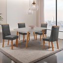 Ver imagem 1 de Mesa de Jantar Copper 120cm Tampo MDF Vidro Canto Copo com 4 Cadeiras Yasmin