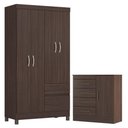 Ver imagem 1 de Guarda Roupa Solteiro Lótus com Cômoda Montevidéu Café Touch -demóbile