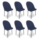 Ver imagem 1 de Kit 6 Cadeiras Poltrona de Jantar Ariel Suede Azul Marinho Pés de Ferro Preto - Pallazio