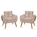 Ver imagem 1 de Kit 02 Cadeiras Poltronas Opala Suede Black Cor:bege