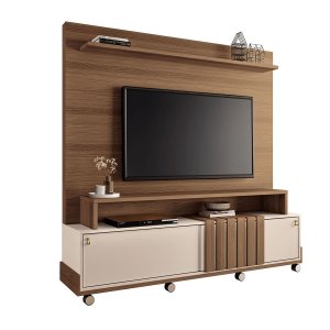 Estante Painel para Tv 65 Polegadas Petros 180x180-castanho-off White-edecasamoveis