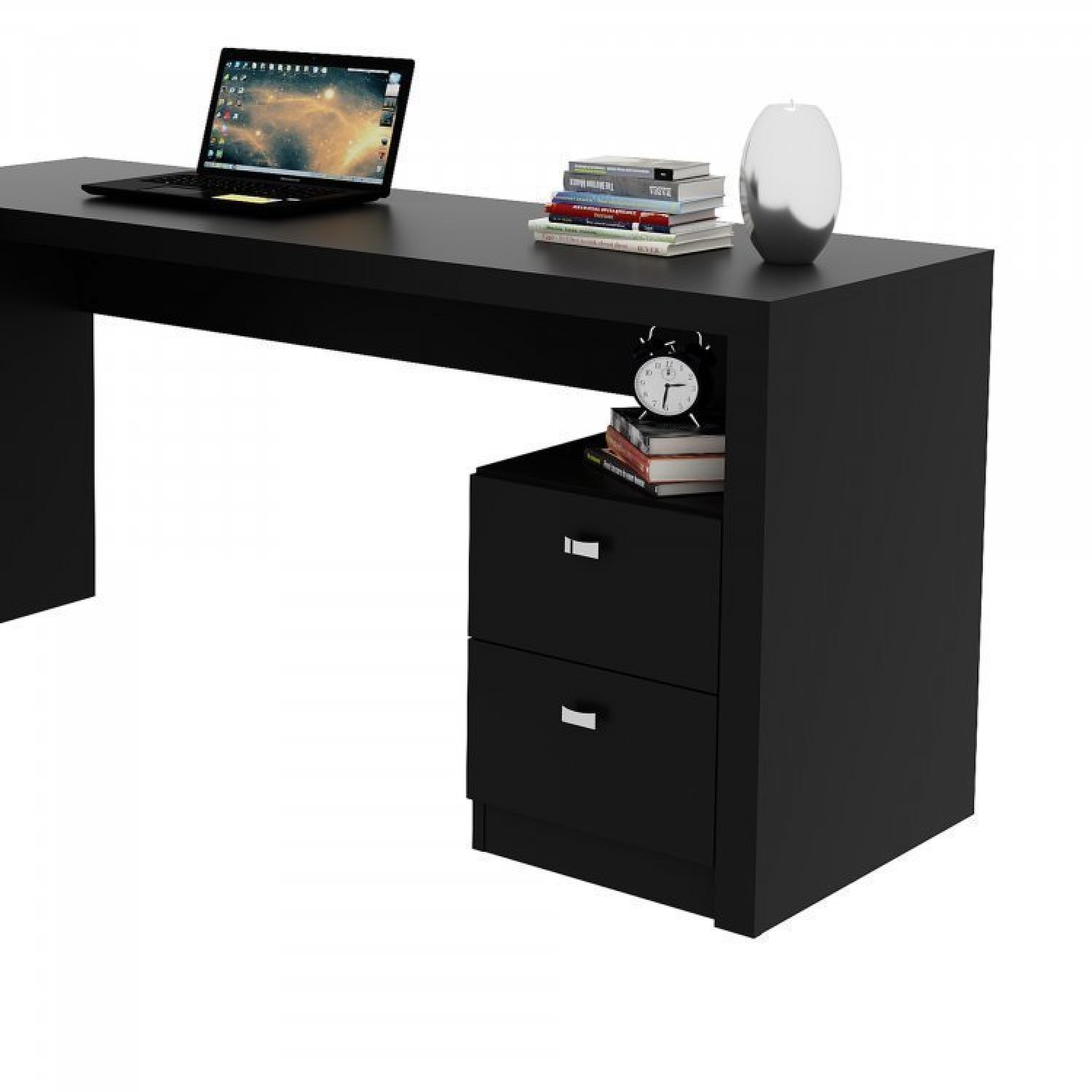 Conjunto Home Office 3 Peças 1 Mesa para Escritório em L com 2 Estantes Espresso Móveis - 12