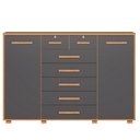 Ver imagem 1 de Cômoda Sapateira Grande 7 Gavetas 2 Portas Mdp Mdf Santana Freijó Titanium