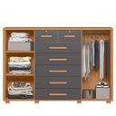 Ver imagem 2 de Cômoda Sapateira Grande 7 Gavetas 2 Portas Mdp Mdf Santana Freijó Titanium