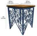 Ver imagem 1 de Mesa de Canto de Ferro e Madeira de Demolição Rústica Artesanal para Quarto - Azul Royal