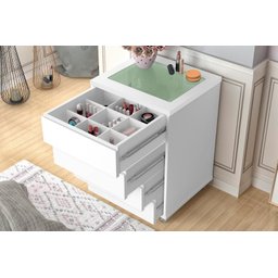 Mesa de Cabeceira 04 gavetas Decor Branco MDF - 1 Mesa de Cabeceira 04 gavetas Decor Branco MDF - 1