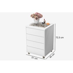 Mesa de Cabeceira 04 gavetas Decor Branco MDF - 2 Mesa de Cabeceira 04 gavetas Decor Branco MDF - 2