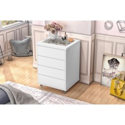 Mesa de Cabeceira 04 gavetas Decor Branco MDF - 4 Mesa de Cabeceira 04 gavetas Decor Branco MDF - 4